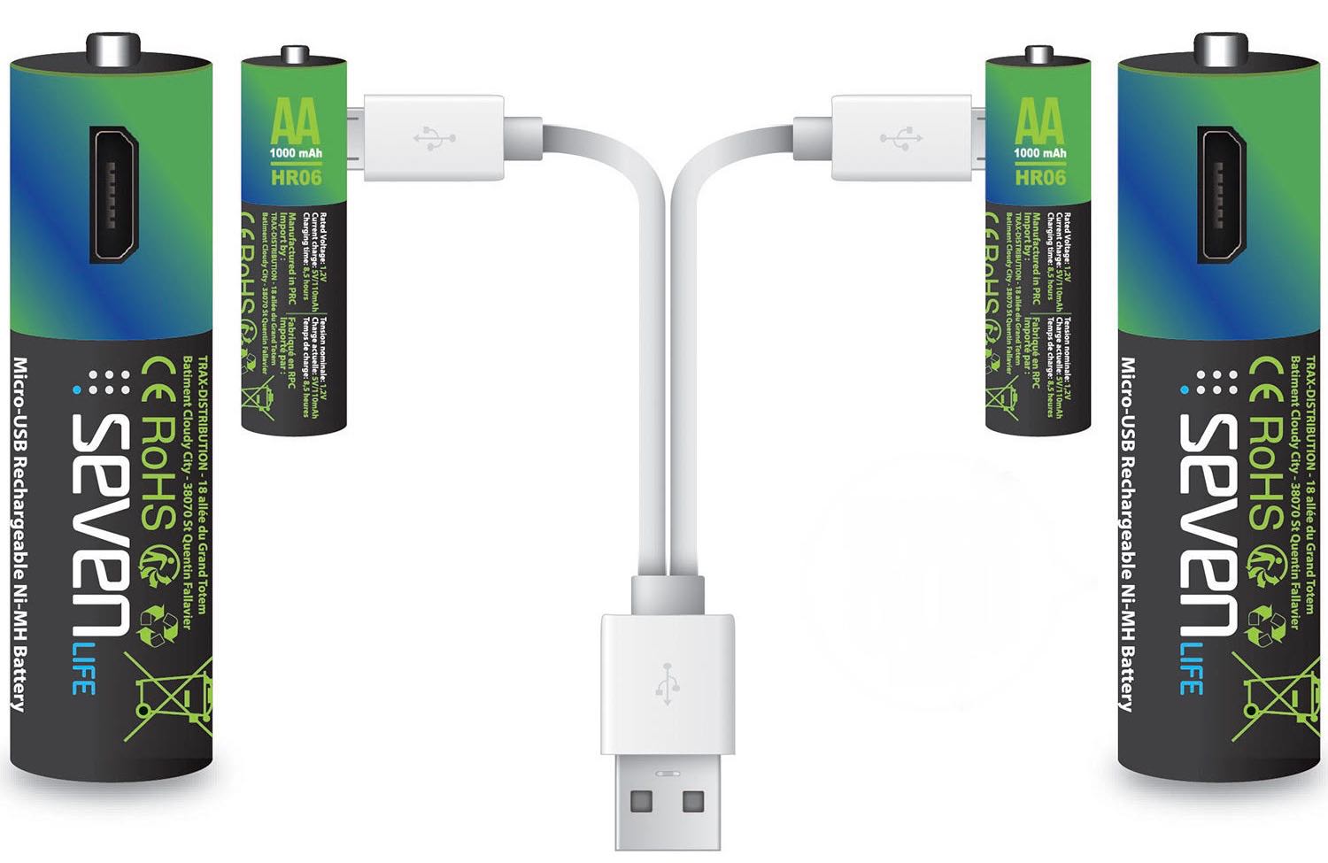 Pile rechargeable Ni-MH Micro USB Seven Life, AAA (HR03) Pack 4 - Trax  Distribution