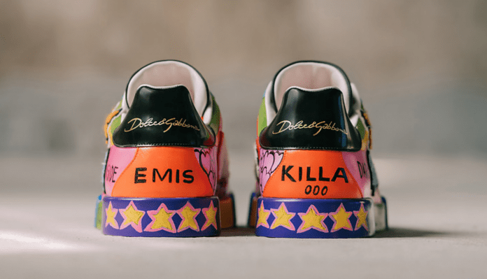 Des sneakers Dolce&Gabbana signées du rappeur Emis Killa