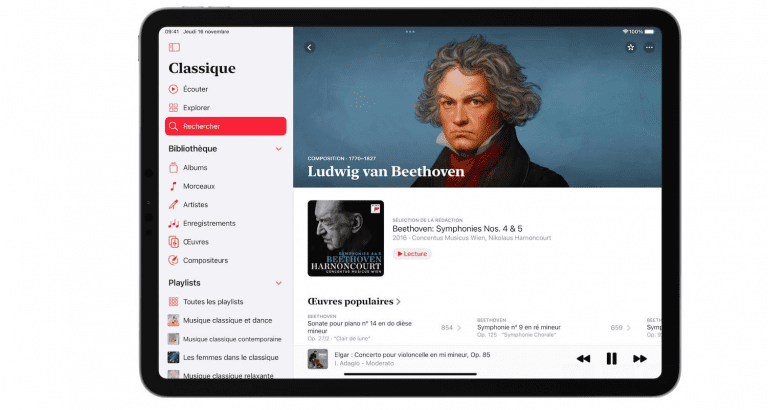 Apple Music Classical désormais disponible sur iPad